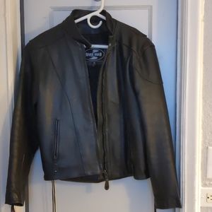 Black Leather Moto Jacket River Road